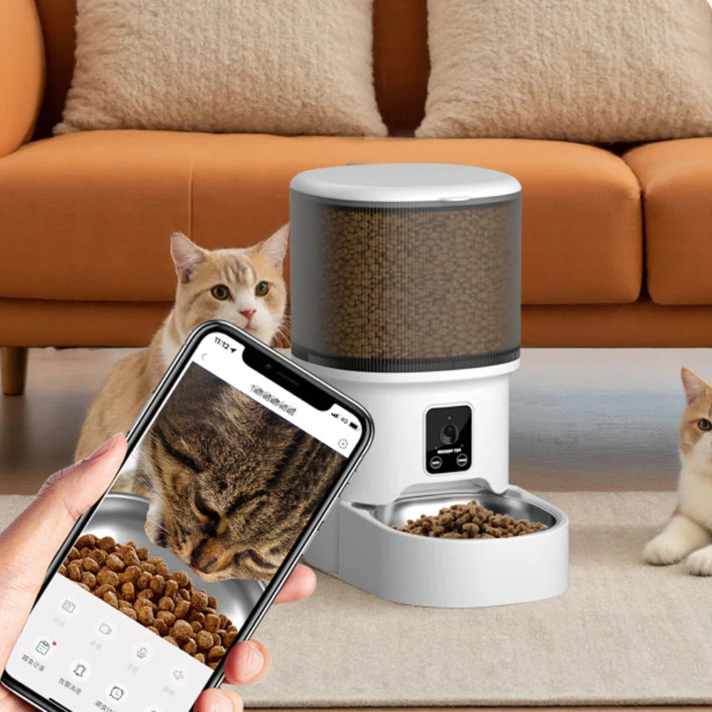 Smart Automatic 4L WiFi & Button Pet Feeder for Cats and Dogs — LCD Food Dispenser 2.4G Camera Pet Feeder 4L|China Mainland