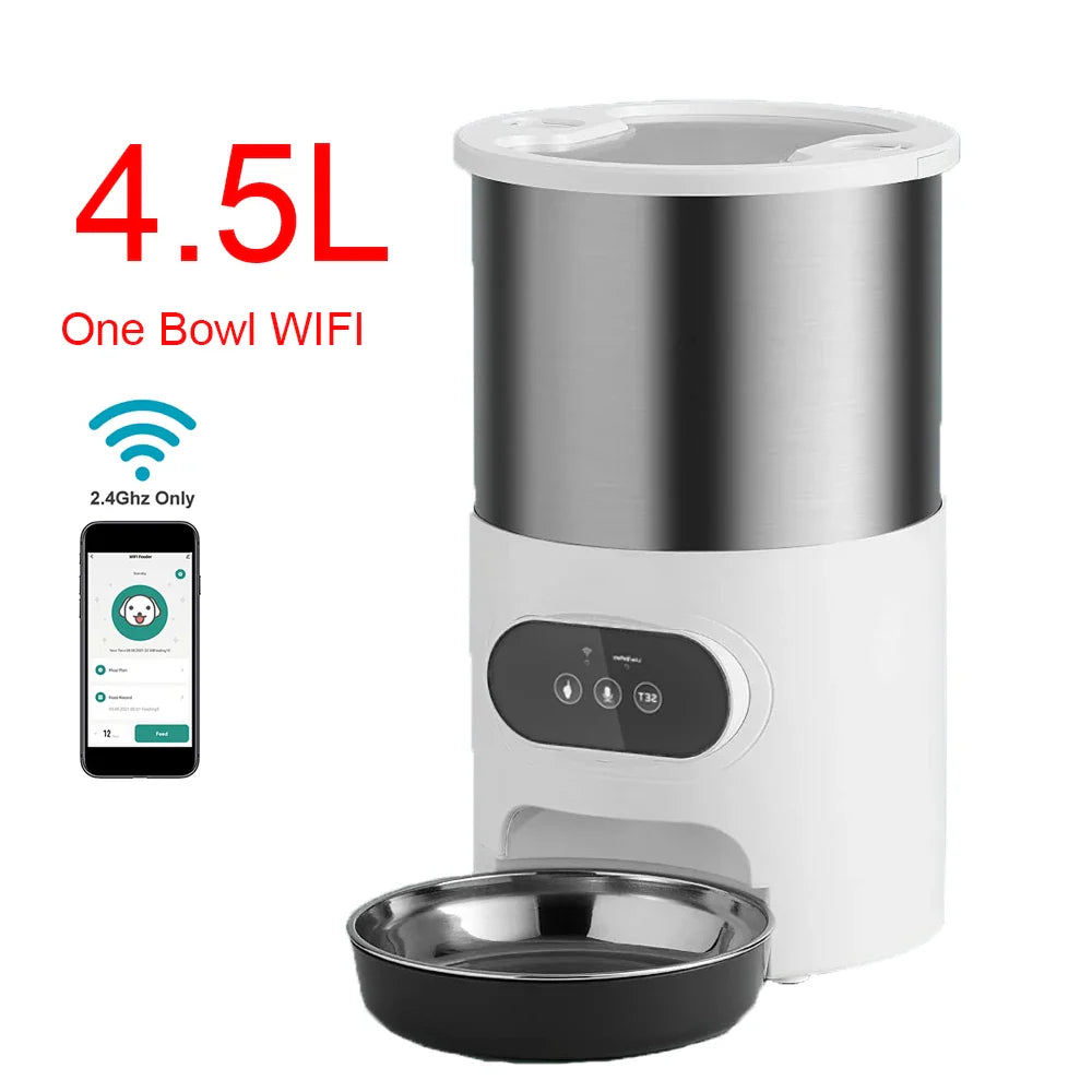 Tuya Smart APP Pet Feeder Cat Dog Food Dispenser Suitable For Small And Medium-Sized Cats And Dogs Mobile Phone Remote Feeding 4L single bowl Wifi