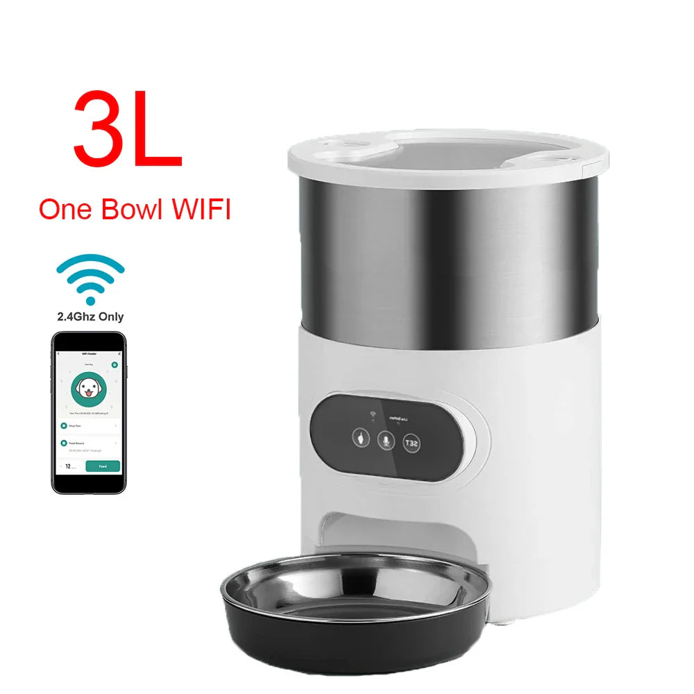 Tuya Smart APP Pet Feeder Cat Dog Food Dispenser Suitable For Small And Medium-Sized Cats And Dogs Mobile Phone Remote Feeding 3L single bowl Wifi