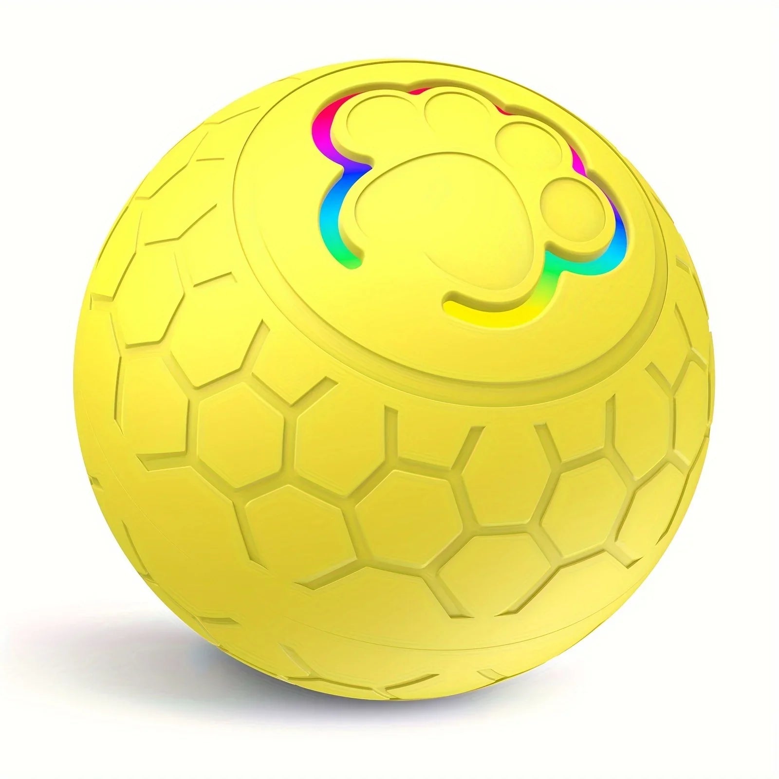 Interactive Rechargeable Pet Toy Ball – Automatic Bouncing & Rolling with RGB LED Lights for Dogs & Cats Upgrade Yellow 300