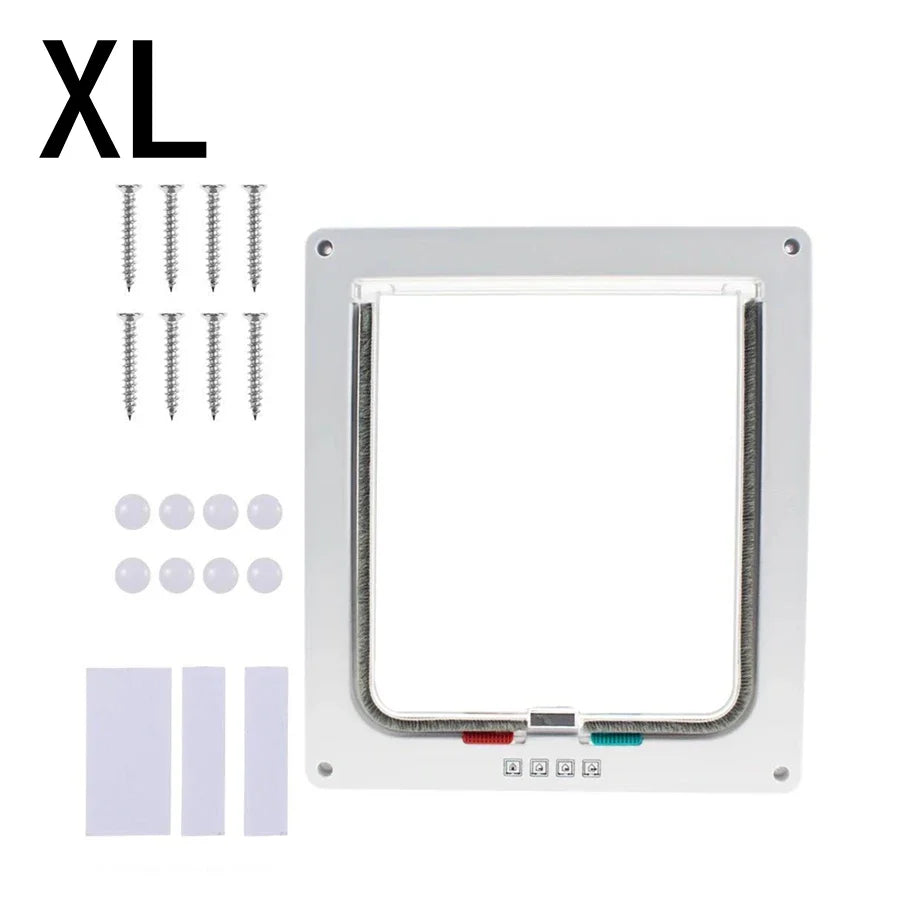 1-Pack Pet Door for Glass & Acrylic Panels — Two-Way Cat & Small Dog Flap 1pc white XL