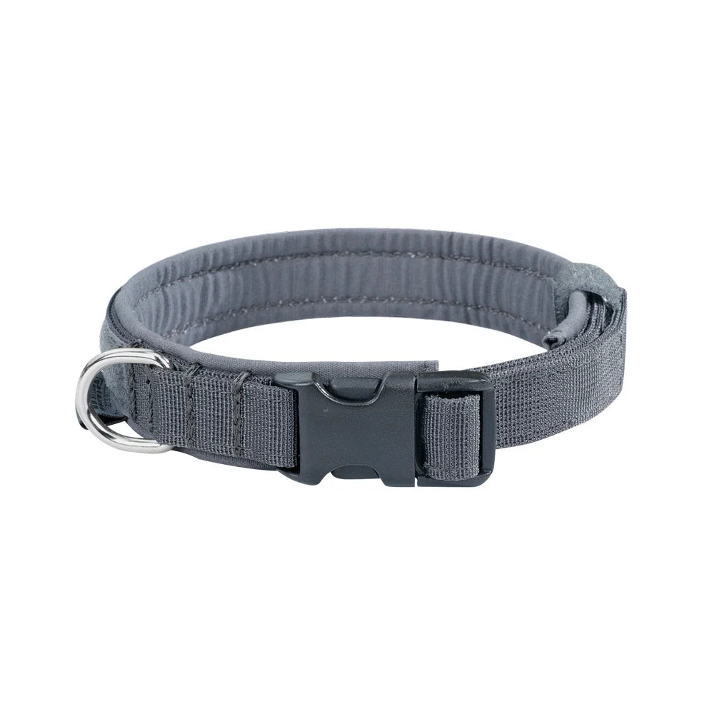 Tactical Dog Collar Puppy Collars Adjustable Soft Nylon Outdoor Training Collar Medium Large Dog German Shepherd Training Collar Gray China Mainland