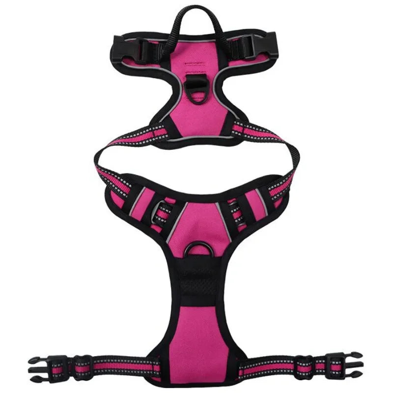 Reflective Breathable Dog & Cat Harness Vest – Adjustable Chest Strap, XS–XL (13–37 in / 33–96 cm) Rose