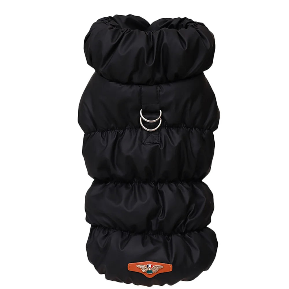 Padded Winter Pet Coat - Warm Windproof Jacket Vest for Small & Medium Dogs and Cats (S/M/L/XL) black