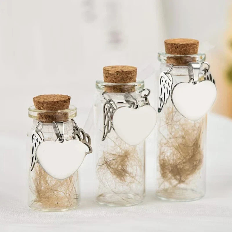 Pet Memorial Bottle Keepsake for Pet Hair Storage | Urn Container with Silver Accessories