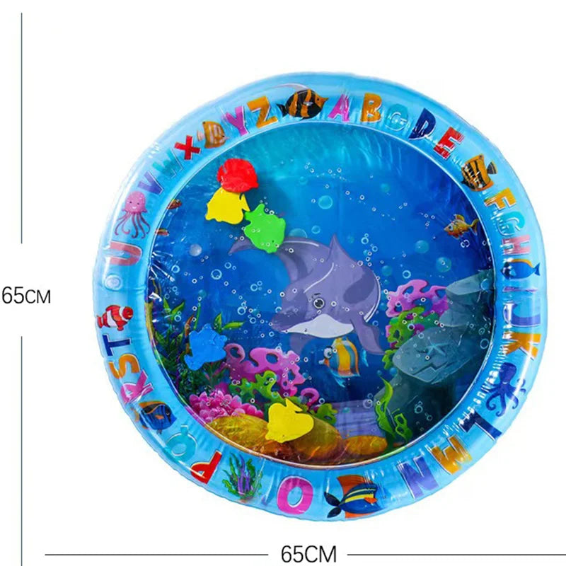65/100CM Thickened Dog Spray Water Play Mat Cat Playmat Letter Dolphin Theme Pet Sensory Playing Crawling Induction Toy B 65cm