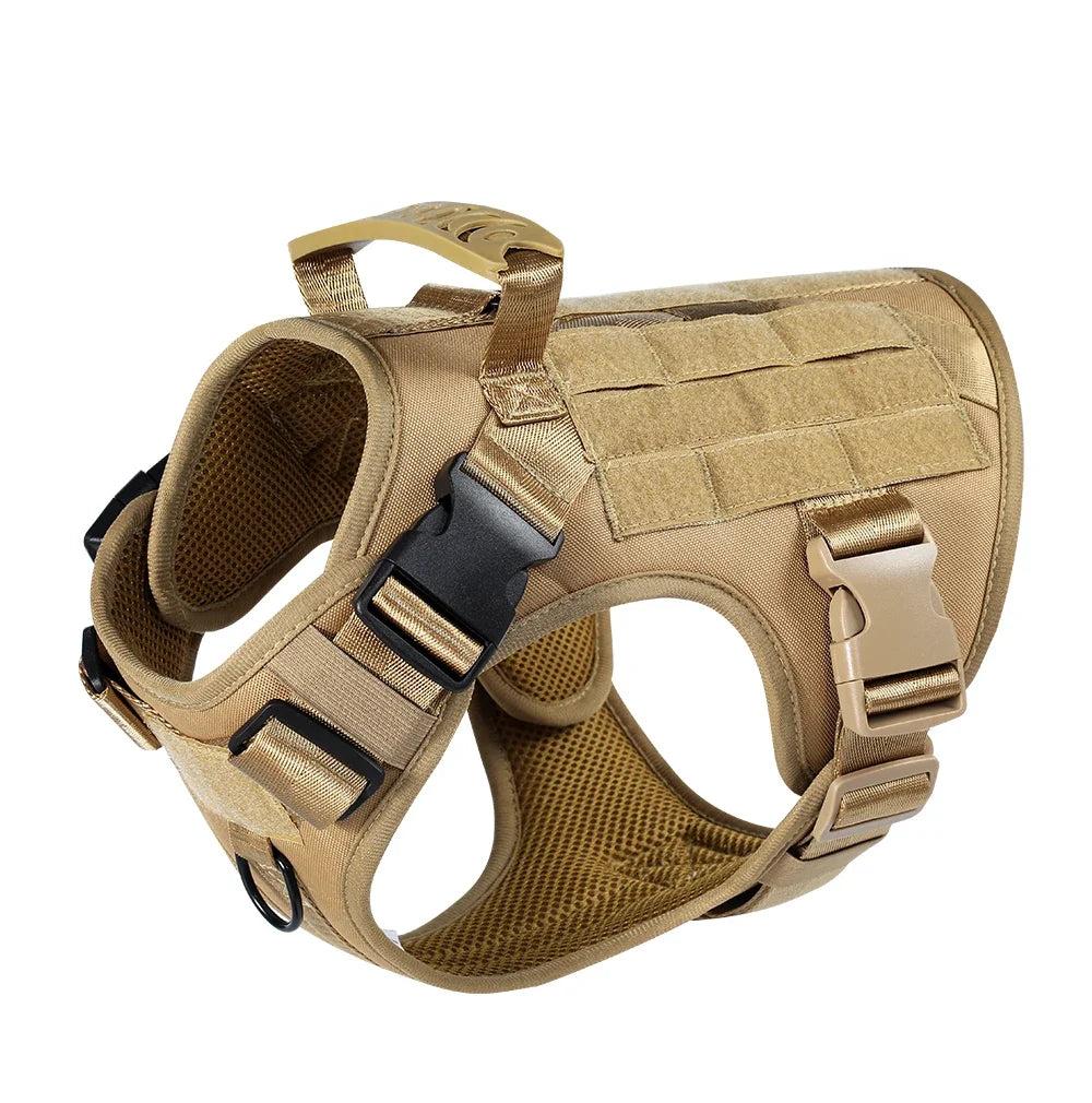 Dog Tactical Harness Vest Pet Dog Harness for Medium Large Dogs Reflective Dog Harness No Pull with Durable Soft Handle Khaki