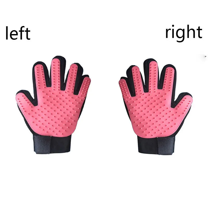 Silicone Pet Grooming Glove – Single Right-Hand Deshedding Brush & Massage Mitt for Dogs & Cats, 16×24 cm (6.3×9.4 in) pink left right