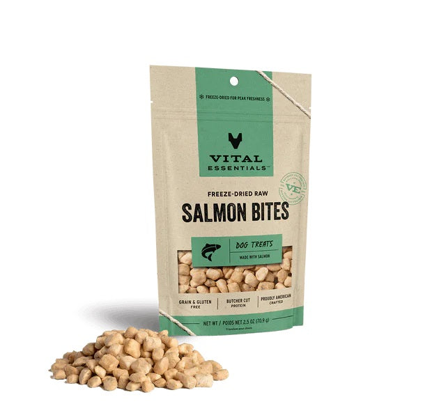Salmon Bites Dog Treats by Vital Essentials -Freeze Dried Salmon Bites New