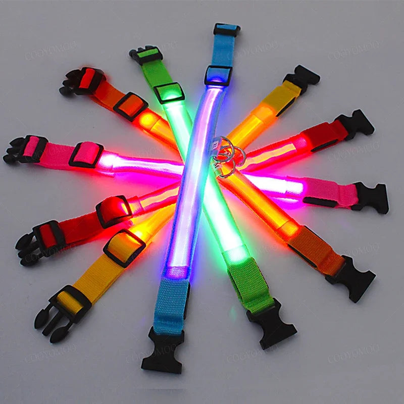 LED Dog Collar – 3-Mode USB Rechargeable or CR2032 Battery Glow Light, Adjustable Waterproof Night Safety Collar for Cats & Dogs