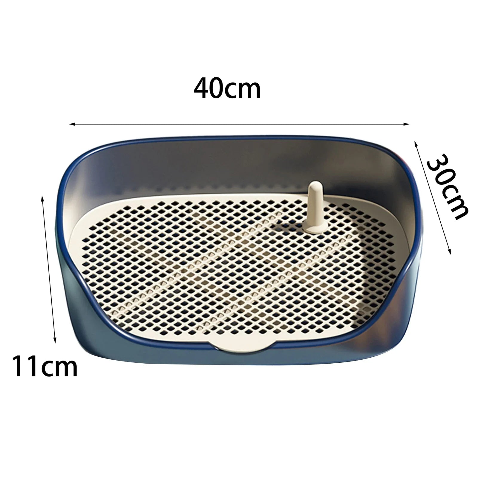 Portable Dog & Cat Training Potty with Splash Guard 15.75 x 11.81 x 4.33 in (40 x 30 x 11 cm) - Indoor/Outdoor Litter Box Trainer, Non-Slip Detachable Grid Blue