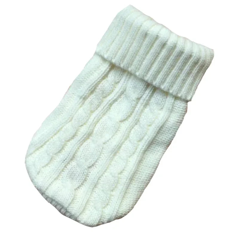 Knitted Winter Dog Sweater for Small & Medium Dogs, Chihuahua & Yorkie Puppy Pullover White