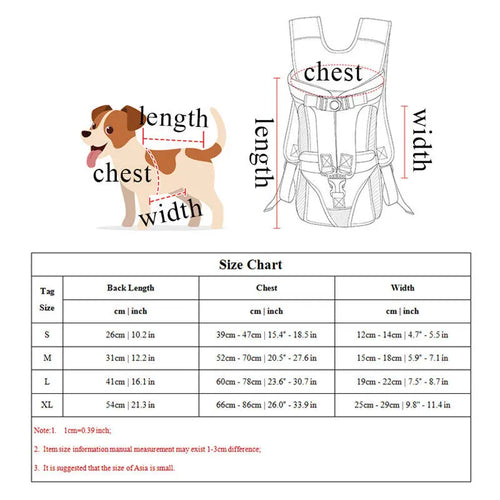 Adjustable Hands-Free Front Pet Carrier Backpack – Breathable Dog & Cat Travel Carrier (Up to 35 lbs / 16 kg)