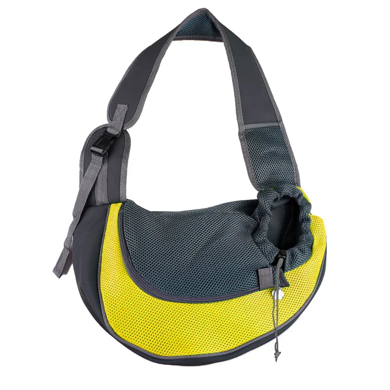 Pet Sling Carrier Shoulder Bag — Mesh Crossbody Travel Carrier for Small Dogs & Cats (S: up to 6.6 lb / 3 kg, L: up to 13.2 lb / 6 kg) yellow