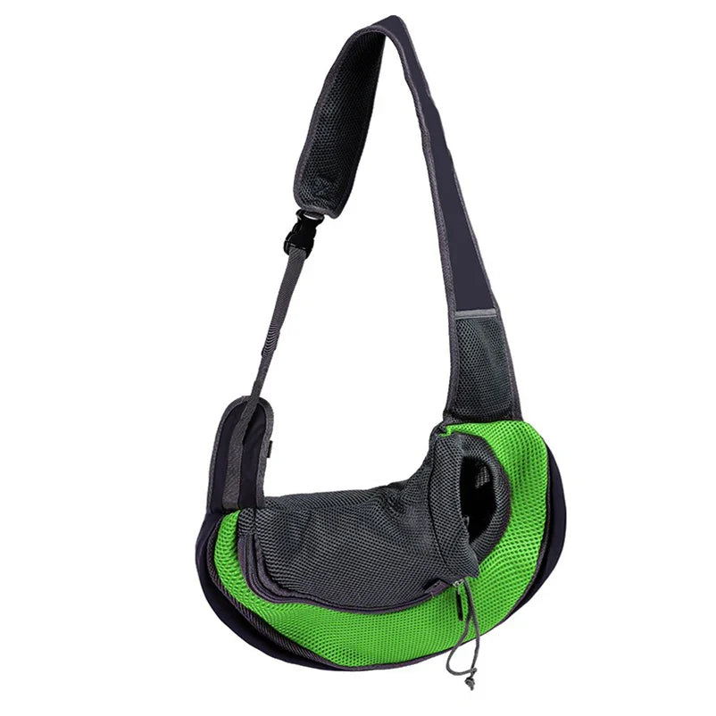 Crossbody Pet Carrier Sling Backpack – Breathable Thickened Nylon for Small Dogs & Cats green