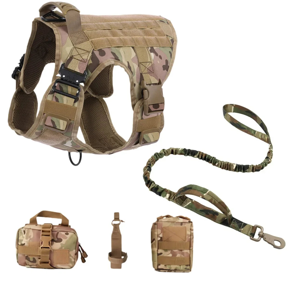 Tactical Military Vest Pet German Shepherd Golden Retriever Tactical Training Dog Harness and Leash Set For All Breeds Dogs CP 5 piece set China Mainland