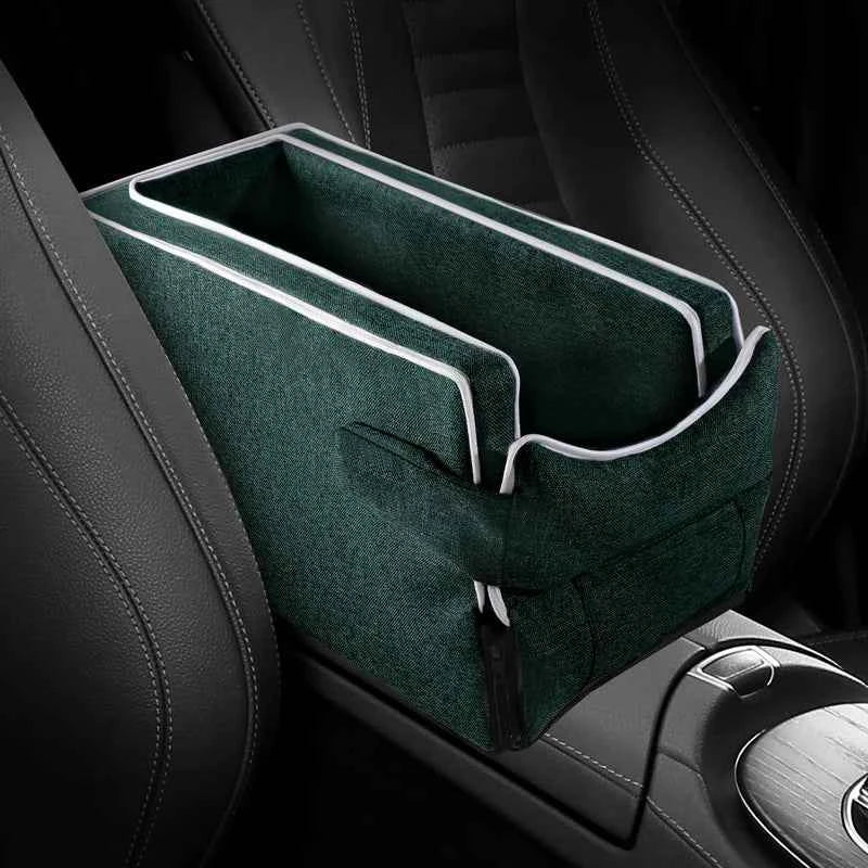 Car Center Console Pet Bed – Non-Slip Safety Seat for Small Dogs and Cats Green