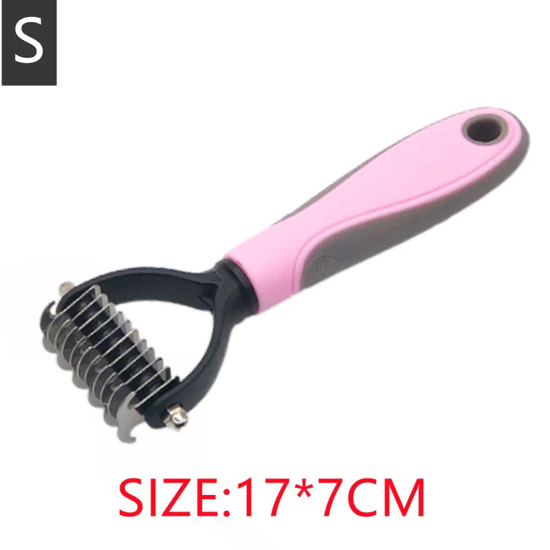 Professional Pet Hair Removal Comb | Shedding Tool for Dogs and Cats Pink-S