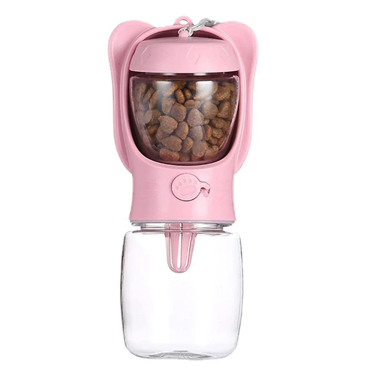 Dog Water Bottle Pet Dispenser with Detachable Food Container Leak-Proof Lock for Travel and Hiking Pink M