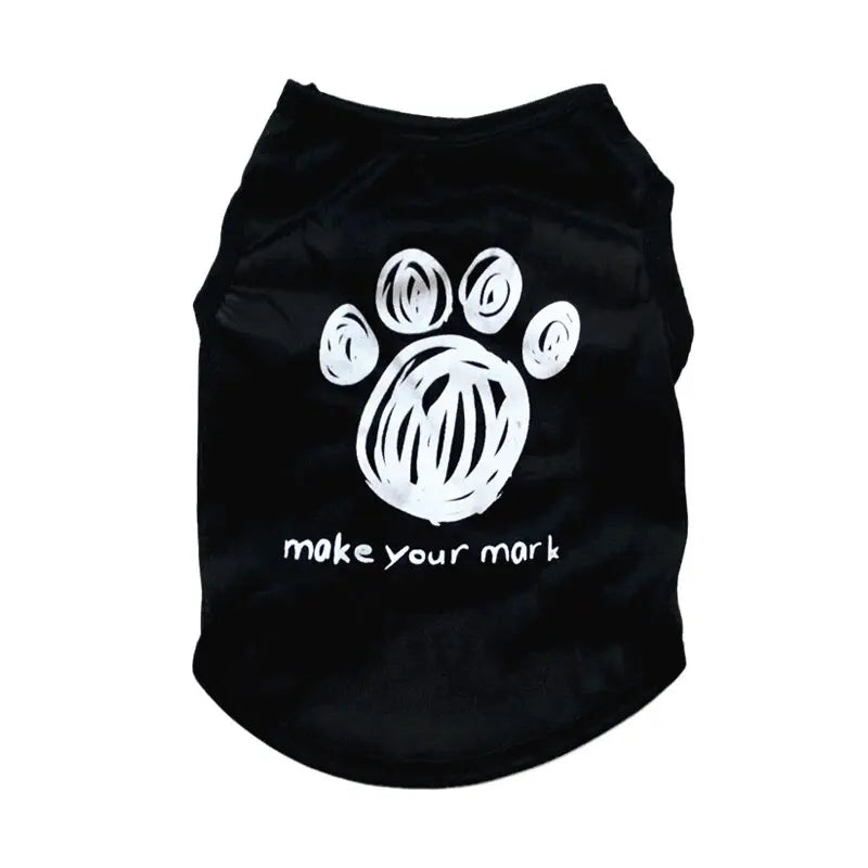 Security Clothing for Dogs Summer Pet T-shirt Costume Black Paw