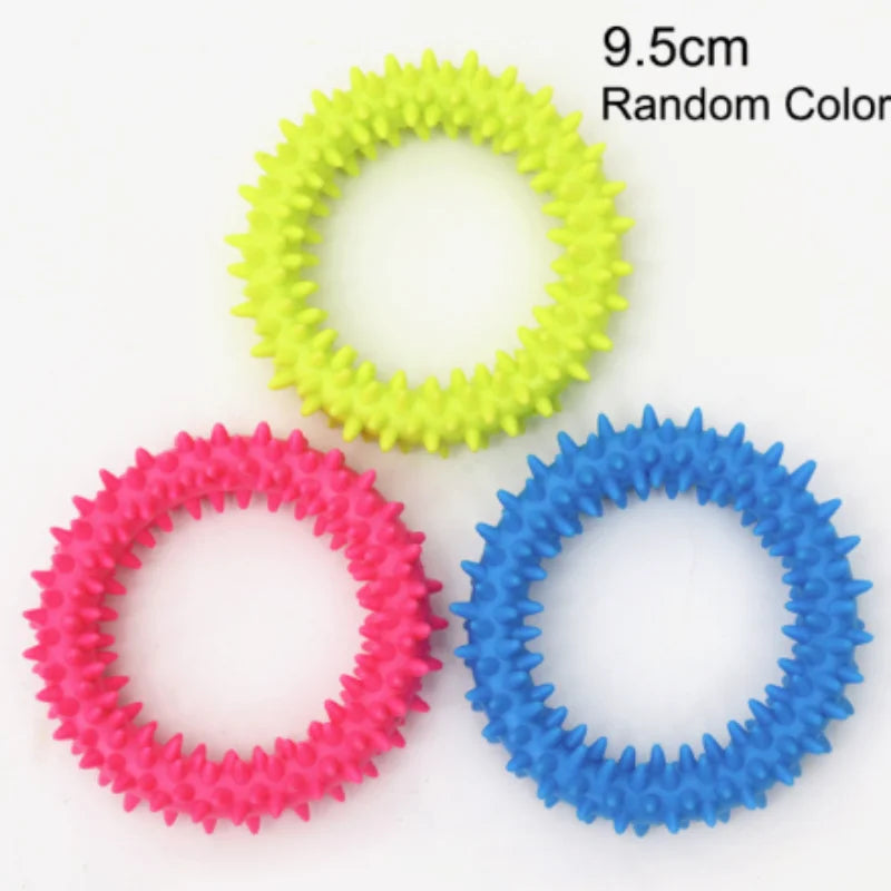 Durable Rubber Bone Chew Toy for Small Dogs - Bite-Resistant Teeth-Cleaning Training Toy 1PC Random Color L