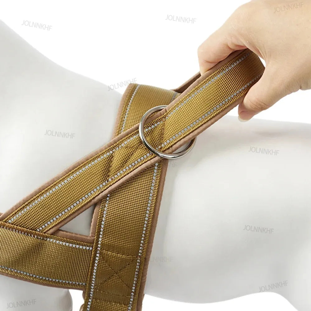 Reflective Tactical Anti-Pull Dog Harness Nylon Adjustable Escape Proof for Large Dog Outdoor Training Vest with Handle