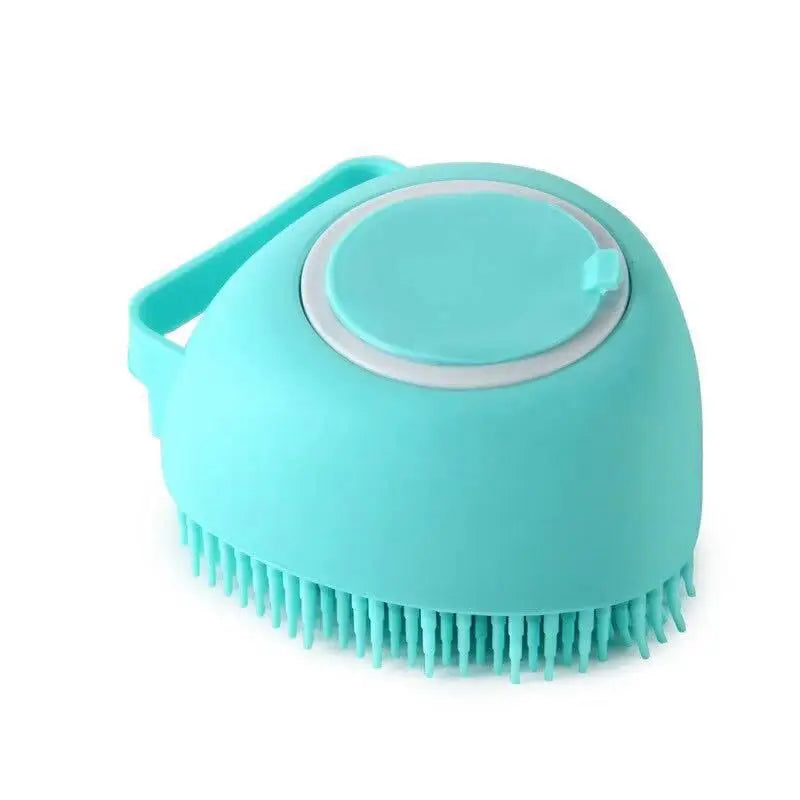 Silicone Pet Bath Massage Glove — Soft Grooming Brush for Dogs, Puppies & Cats Heart-shaped Blue As the pictures