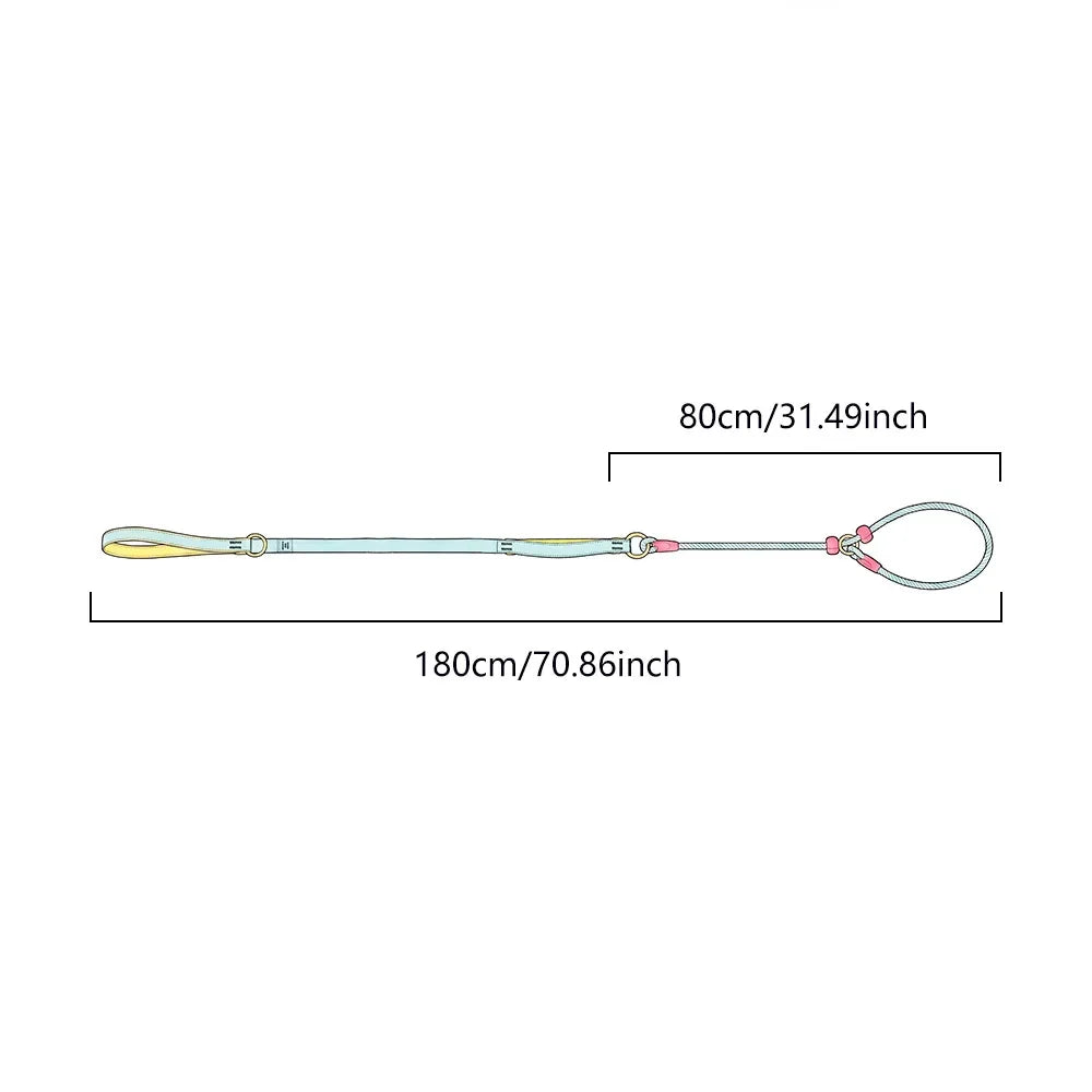 Double Handle Pet Dog Training Round Rope Light Weight Nylon P Chain Adjustable for Small Medium Dogs Walking Leash Pet Supplies
