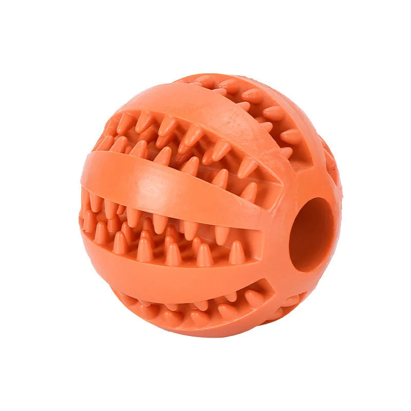 Interactive Rubber Dog & Cat Toy Ball, Puppy Chew Toy, Treat Feeder & Tooth-Cleaning Silicone Ball Orange