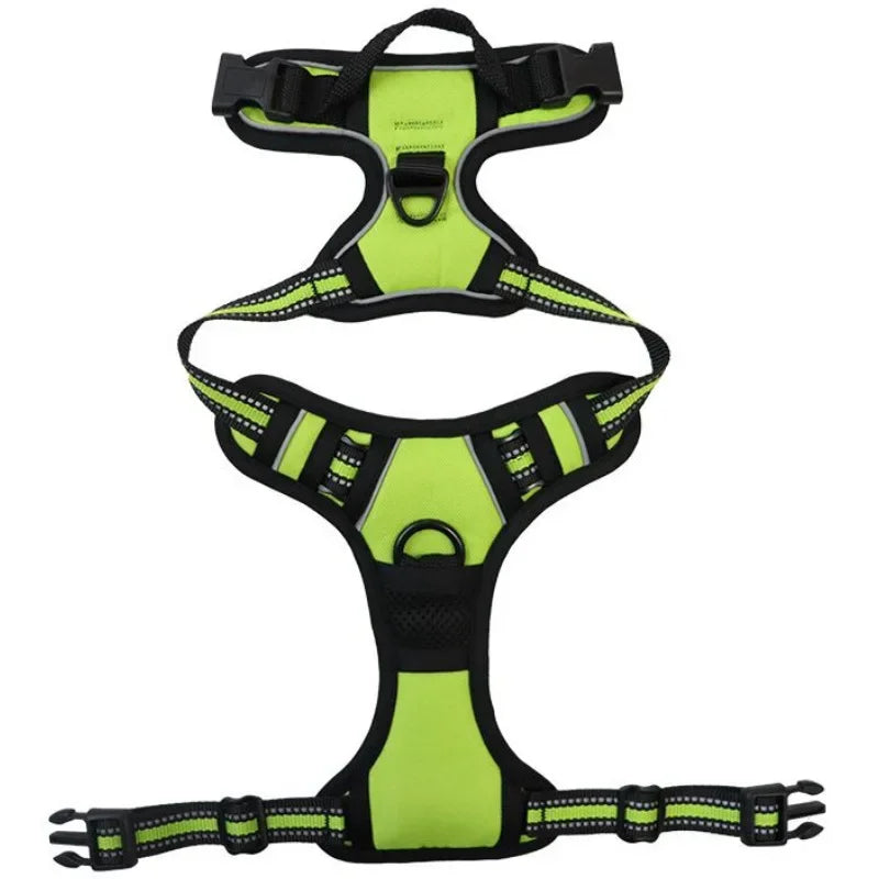 Reflective Breathable Dog & Cat Harness Vest – Adjustable Chest Strap, XS–XL (13–37 in / 33–96 cm) Green