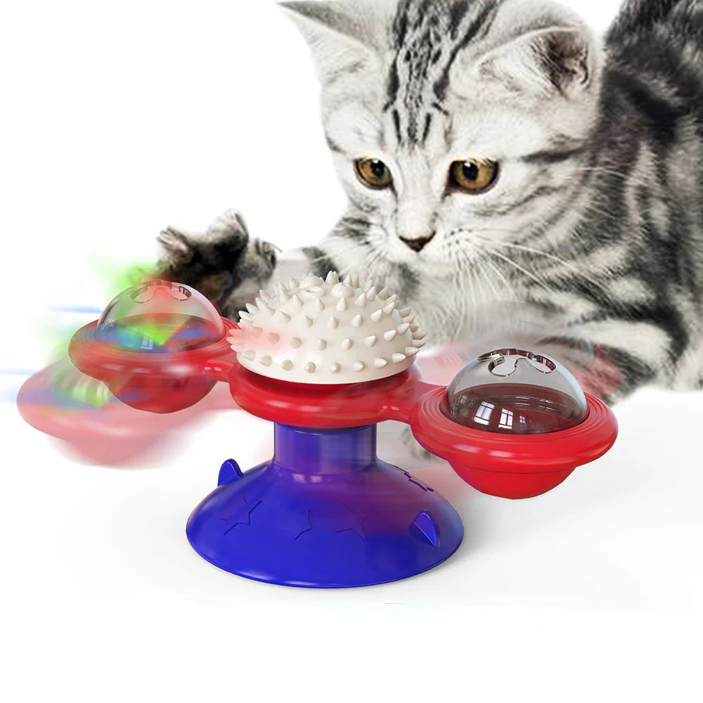 Windmill Cat Toy Interactive Pet Toys for Cats Puzzle Cat Game Toy With Whirligig Turntable for Kitten Brush Teeth Pet Supplies D
