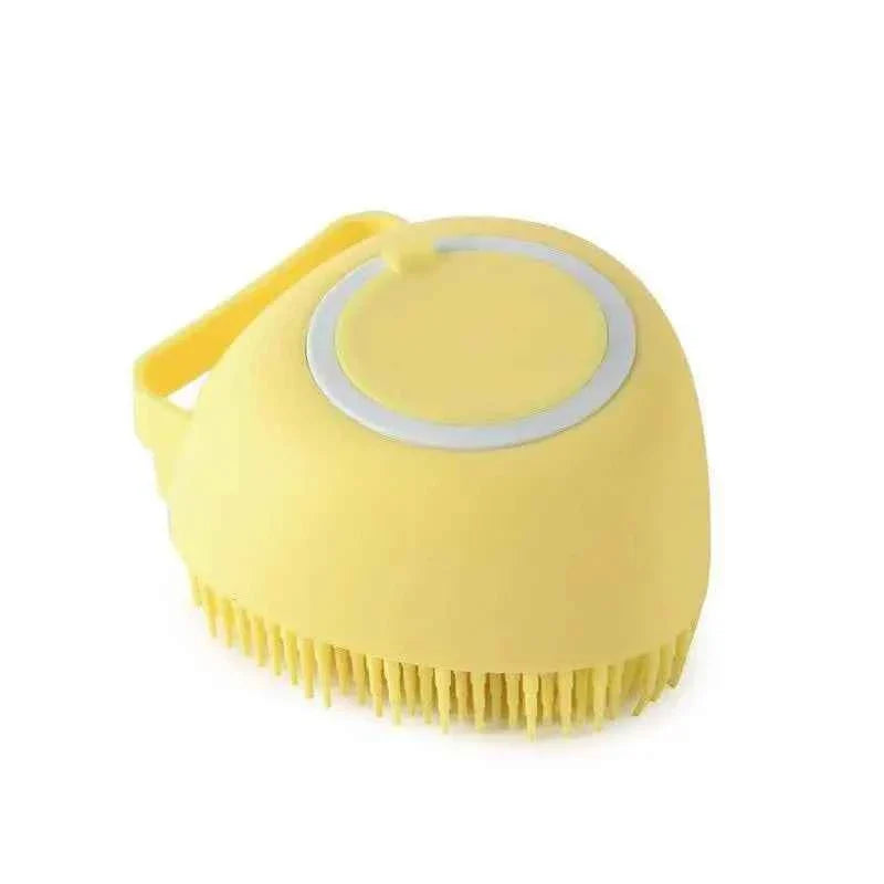 Dog & Cat Bath Massage Brush – Soft Silicone Pet Accessories Tools Heart-shaped Yellow As the pictures