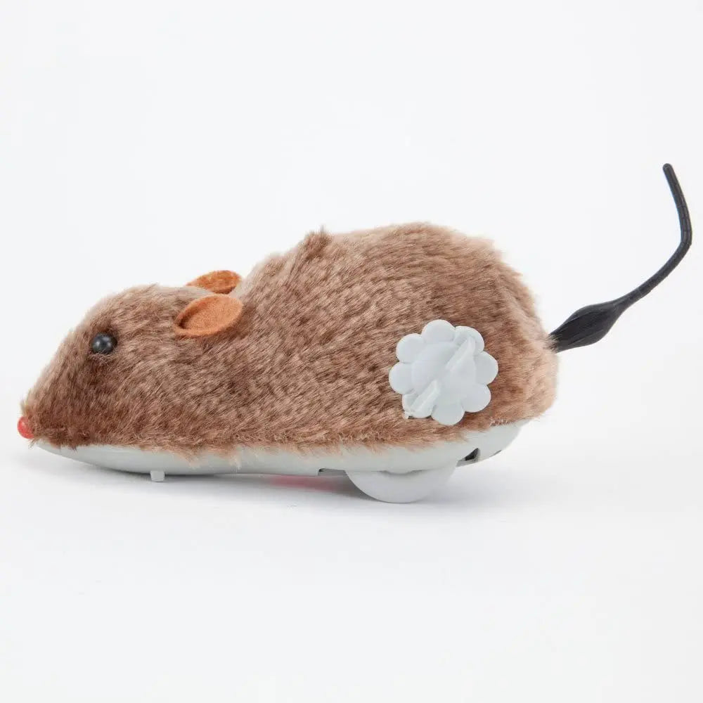 Wind-Up Lifelike Plush Running Mouse Toy for Cats & Dogs — Interactive Pet Toy with Tail (1-Pack, Assorted Colors)