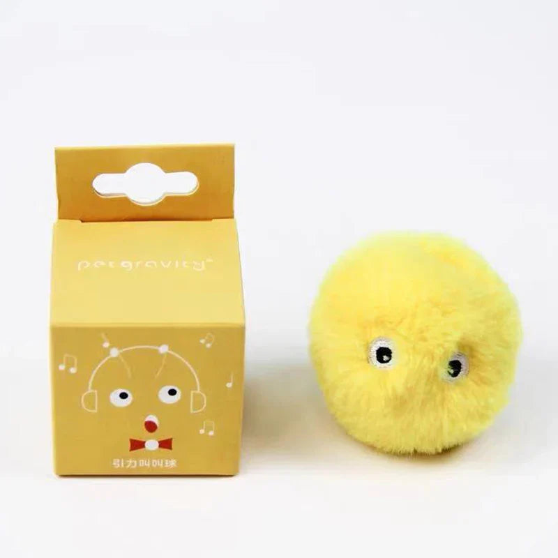 Interactive Ball Smart Cat Toys Plush Electric Catnip Training Toy Kitten Touch Sounding Pet Product Squeak Toy Ball G834B Yellow