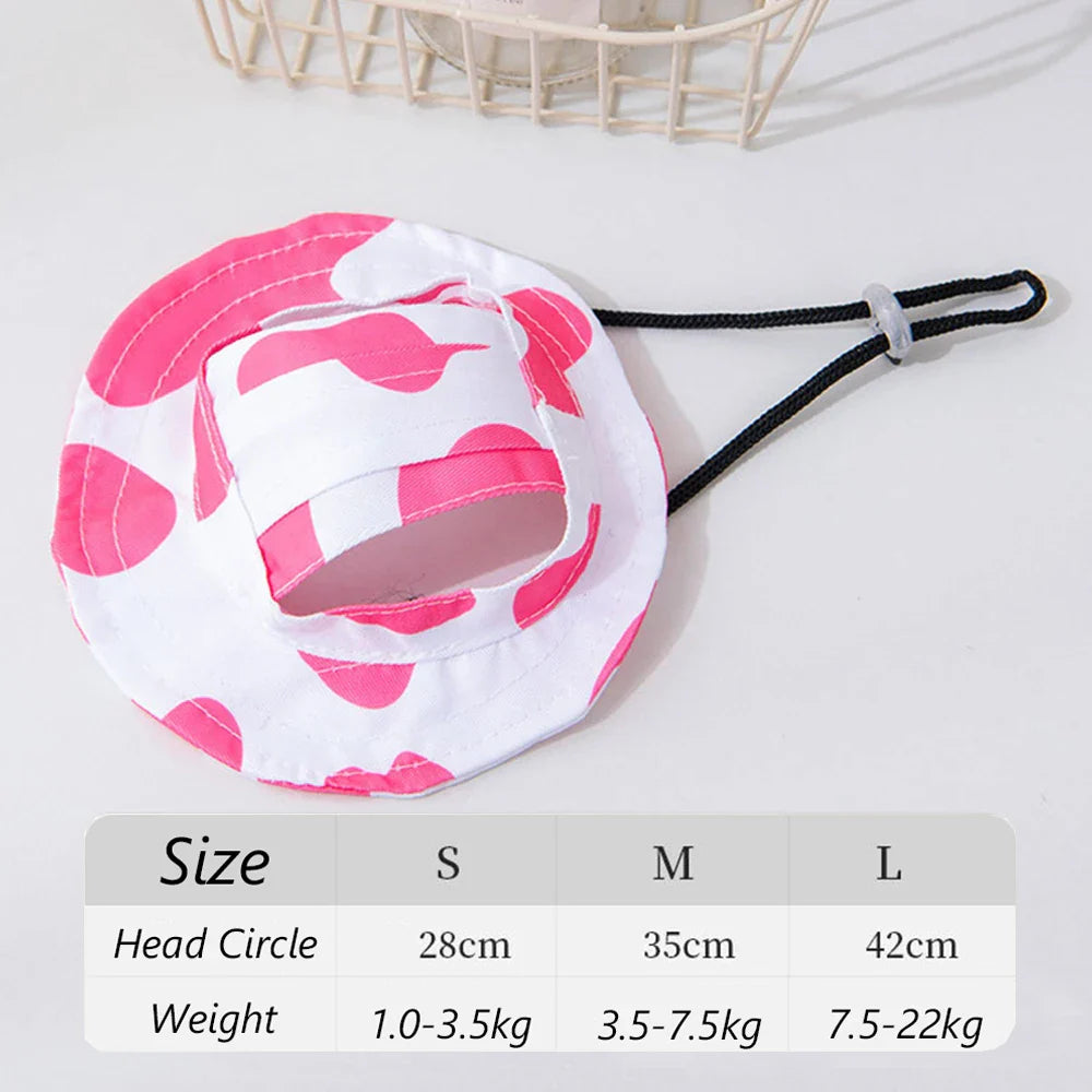 Cute Print Dog Hat for Small Medium Dogs | Adjustable Pet Cap for Pug Corgi Dachshund Pink Cow Default