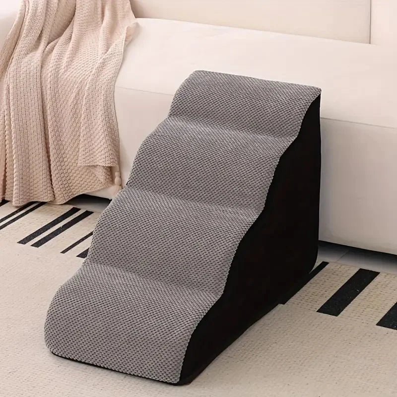 Detachable Washable High-Density Foam Pet Stairs 4-5 Step Ramp for Small Dogs & Cats L/XL Grey 02-L
