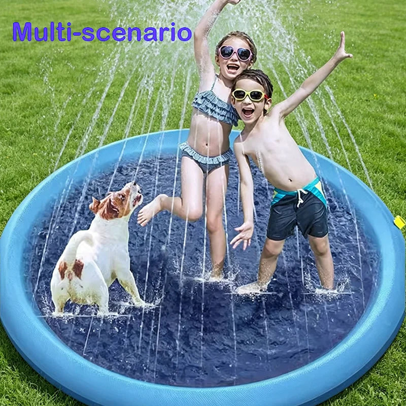 65/100CM Thickened Dog Spray Water Play Mat Cat Playmat Letter Dolphin Theme Pet Sensory Playing Crawling Induction Toy