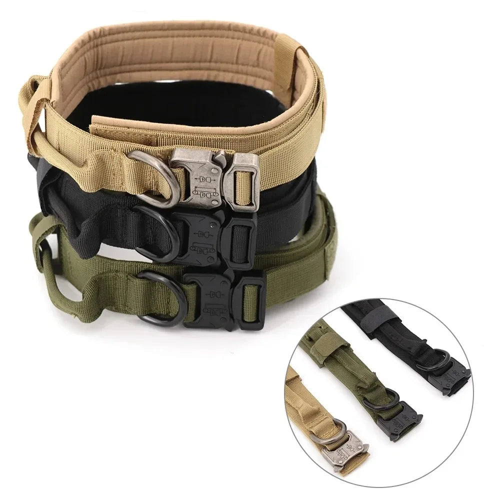 Tactical Dog Collar Adjustable Nylon Dog Supplies With Heavy Duty Metal Buckle Durable Training Collar For Medium And Large Dogs