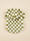 Pet Clothes for Dog Cat Puppy Hoodies Coat Plaid Sweatshirt Dog Warm Outfits for Small Medium Dog for Autumn Winter Green