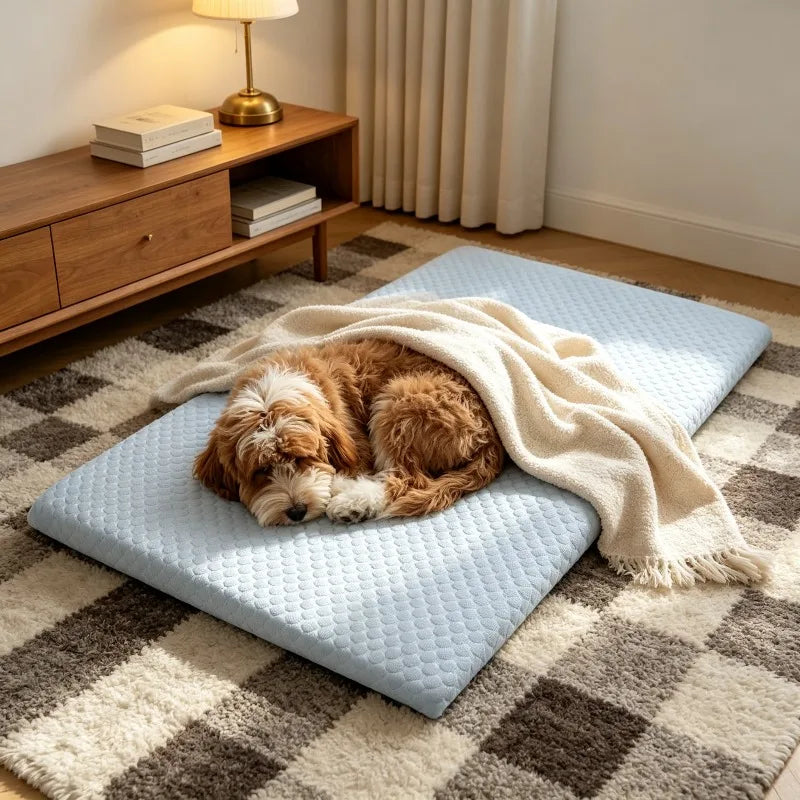 Pet Mat Pet Cooling Sheet Summer Ice Silk Cooling Pet Dog Bed Pad Thick Breathable Non-Slip Washable for Medium Large Dogs Cats