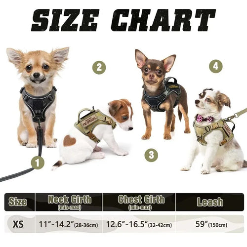 1PC Tactical Dog Harness with Handle, Reflective Military Vest for Small Dogs, Outdoor Training & Walking