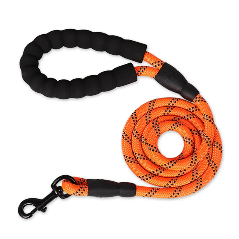 Reflective Heavy-Duty Nylon Dog Leash - 150/200/300cm (59/79/118 in | 5/6.6/9.8 ft) - Quick-Release for Small to Large Dogs orange