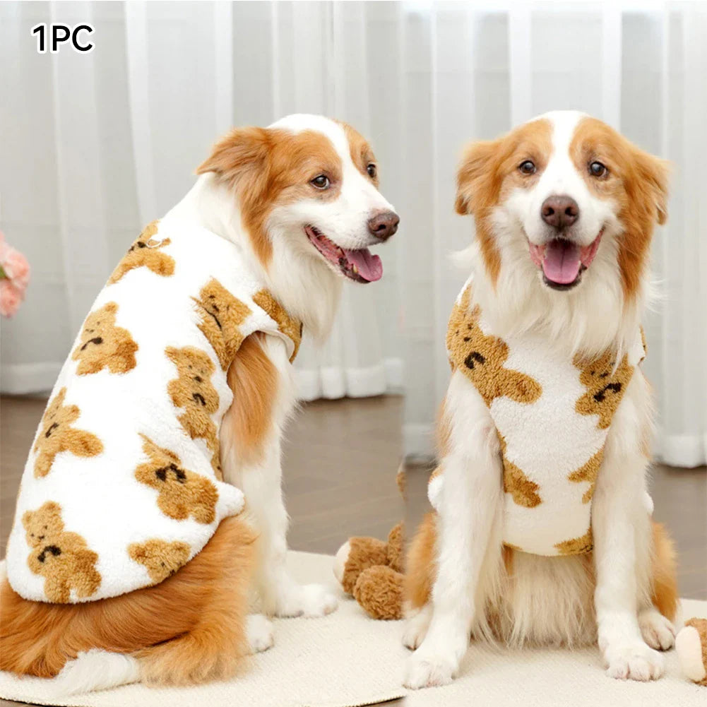 Warm Flannel Dog & Cat Winter Coat Jacket - Sizes M–7XL (2.5–35 kg / 5.5–77 lb) White Bear