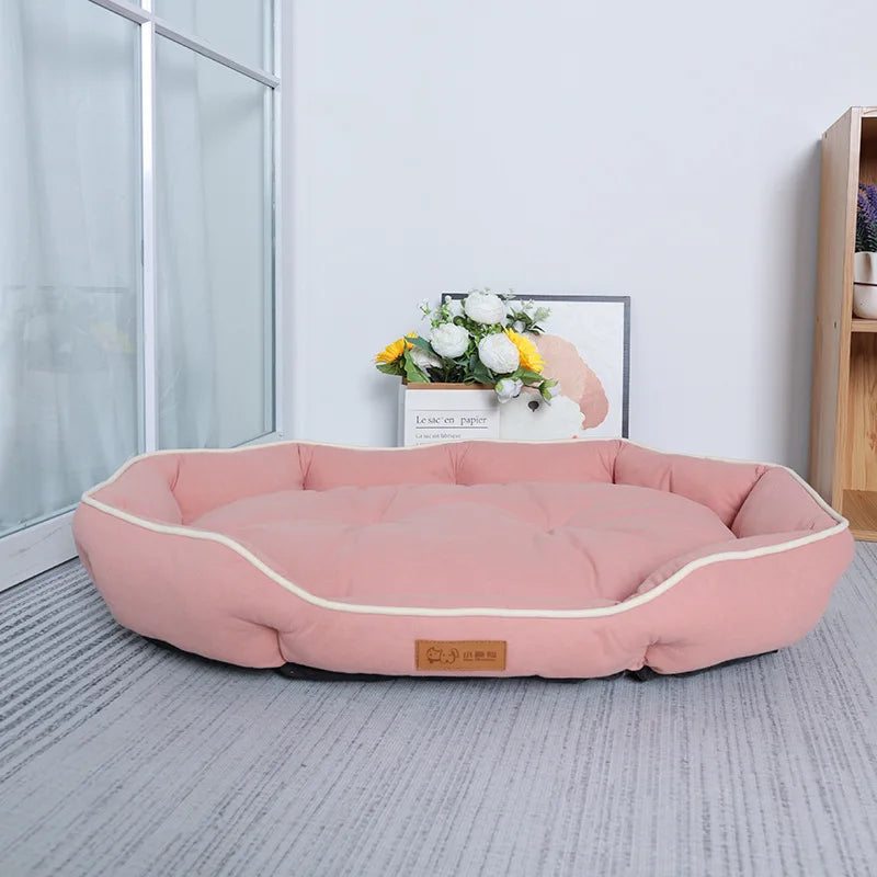Pet Sofa Bed – Large Dog & Cat Sleeping House | Winter Warm Cushion Mat for Big Pets Pink