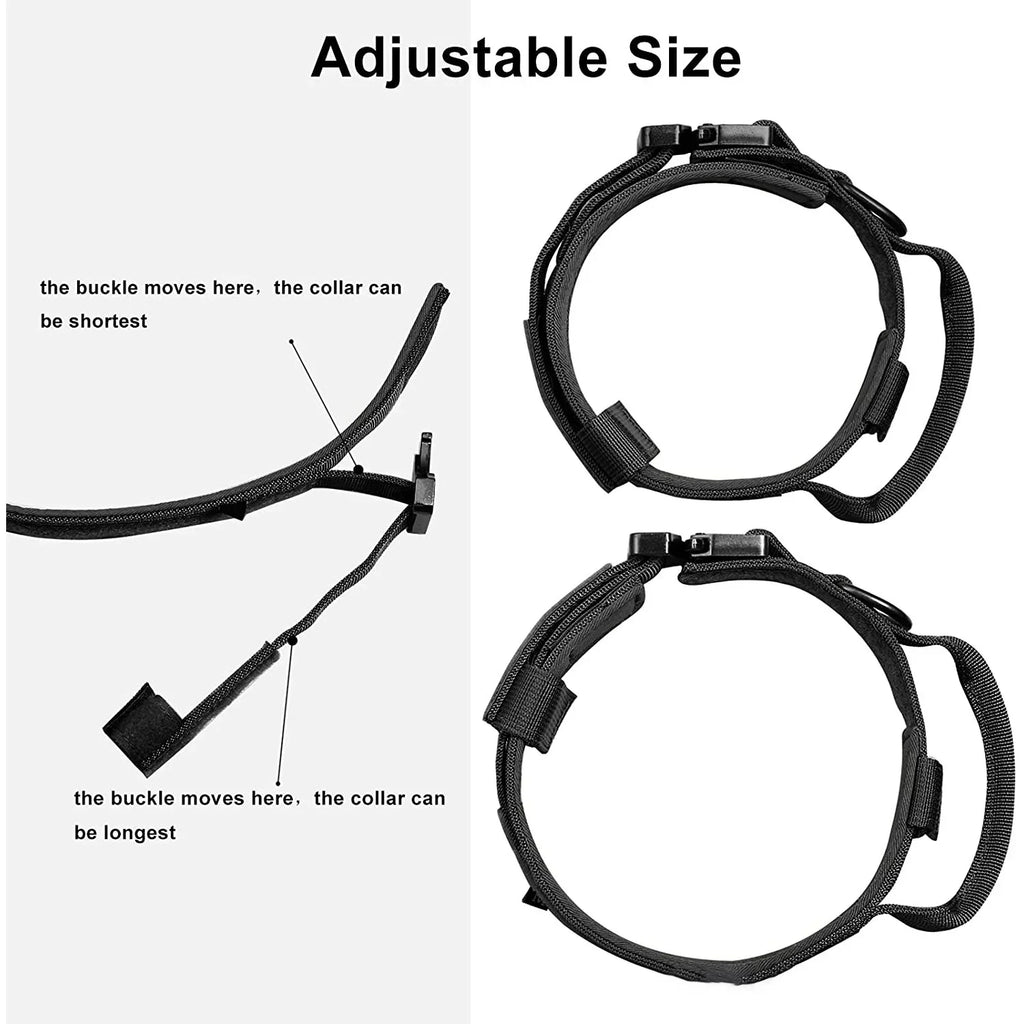 Tactical Dog Collar Adjustable Military Nylon Dog Collar with Control Handle Heavy Duty Metal Buckle for Medium Large Dogs