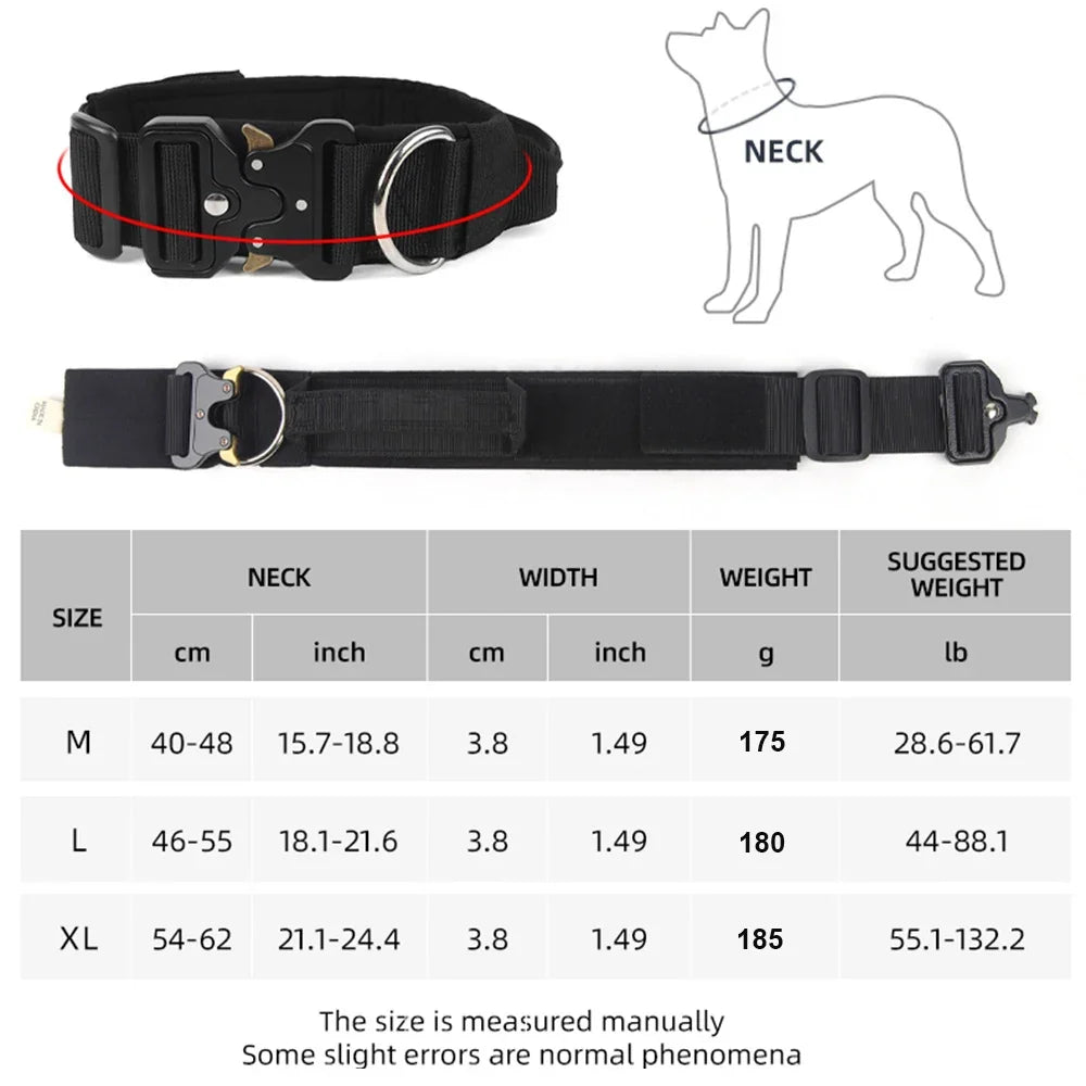 Tactical Dog Collar for Medium to Large Dogs 8 Colors Pet Collar Durable Comfortable Harness for Training And Control