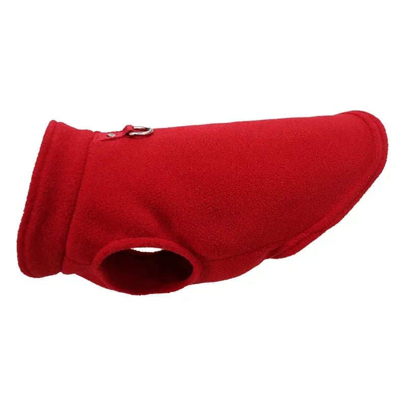 Winter Fleece Pet Jacket Vest with D-Ring – Warm Dog & Cat Coat for Small Breeds (Chihuahua, French Bulldog) red