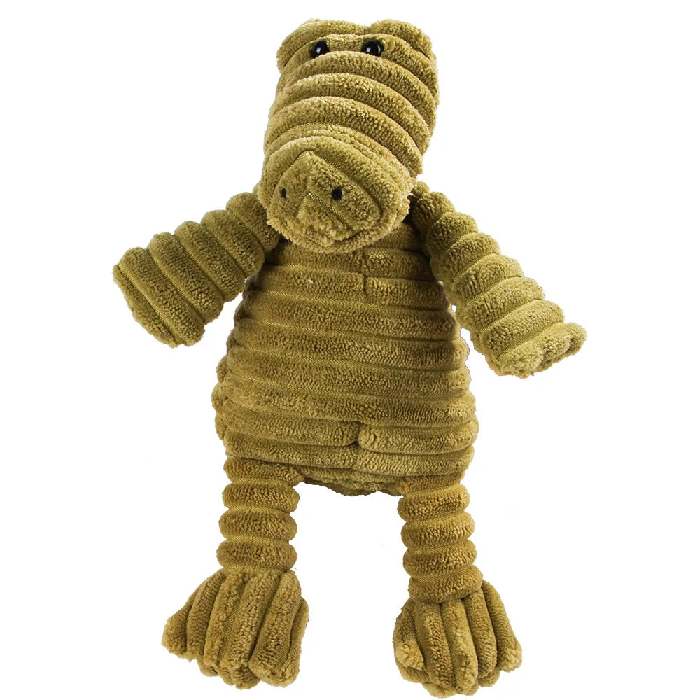 Dog Chew Toy Corduroy Plush Squeaky Molar Tooth Cleaner Training Toy for Large Dogs Monkey and Pig Designs Crocodile