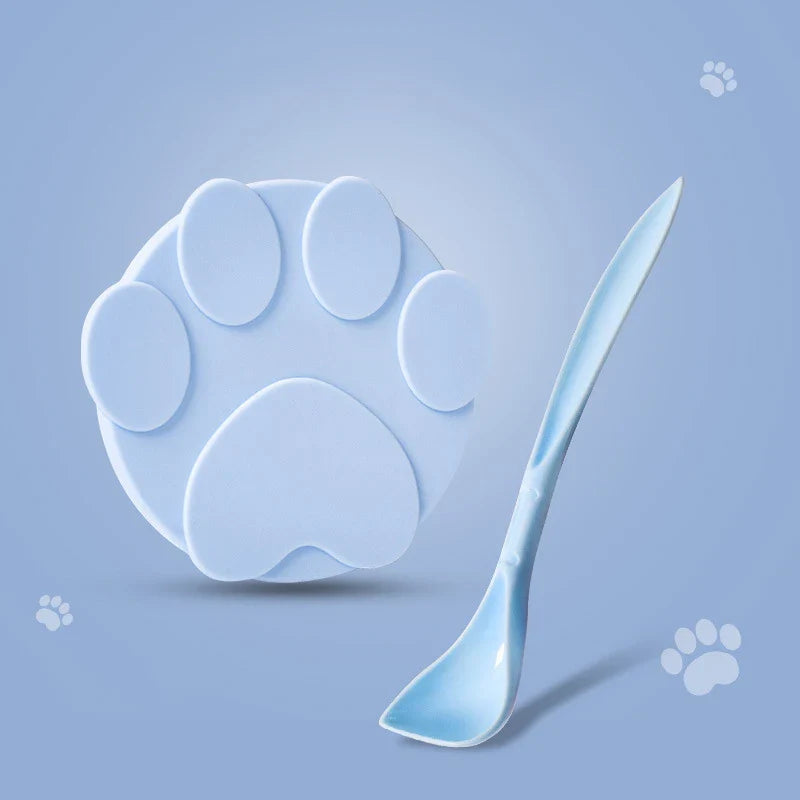 Portable Silicone 2-in-1 Pet Can Lid with Spoon – Food Sealer & Fresh-Keeping Cover for Cats & Dogs (Fits Most Cans) Set Blue China Mainland