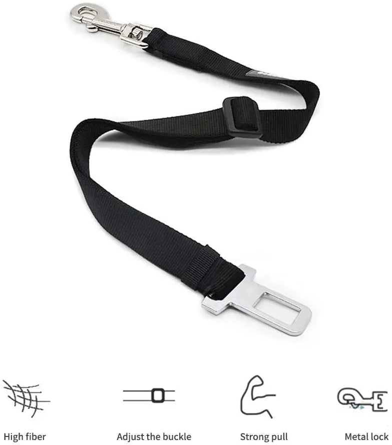Adjustable Pet Seat Belt for Dogs & Cats 17.7–28.3 in (45–72 cm) Nylon Car Safety Restraint with Quick-Release Clip